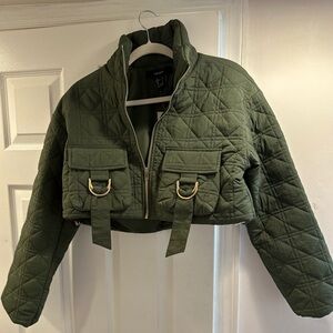 Forever 21 Olive Quilt Stitch Utility Jacket S